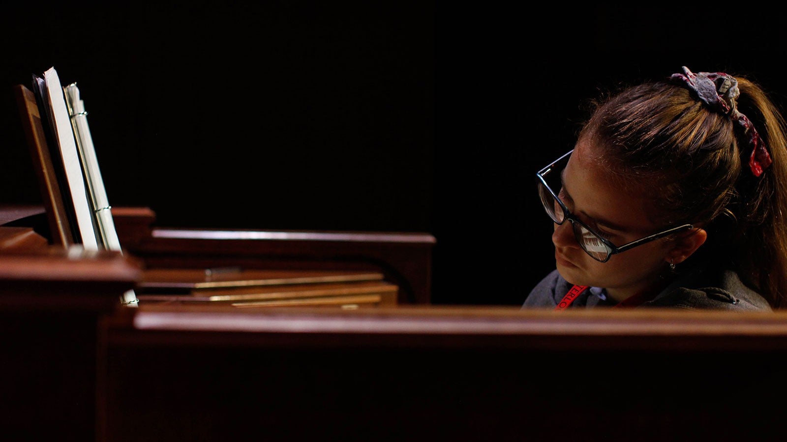 A girl playing organ